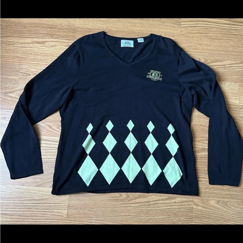 Vintage 2010 US Open Pebble Beach Golf Sweatshirt Pullover Adult XL Argyle